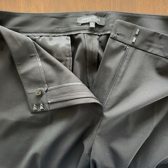 Lafayette 148 Menswear Pants Lot Of 2 Women's 12 Black Grey Wool Trouser Career - Picture 13 of 16